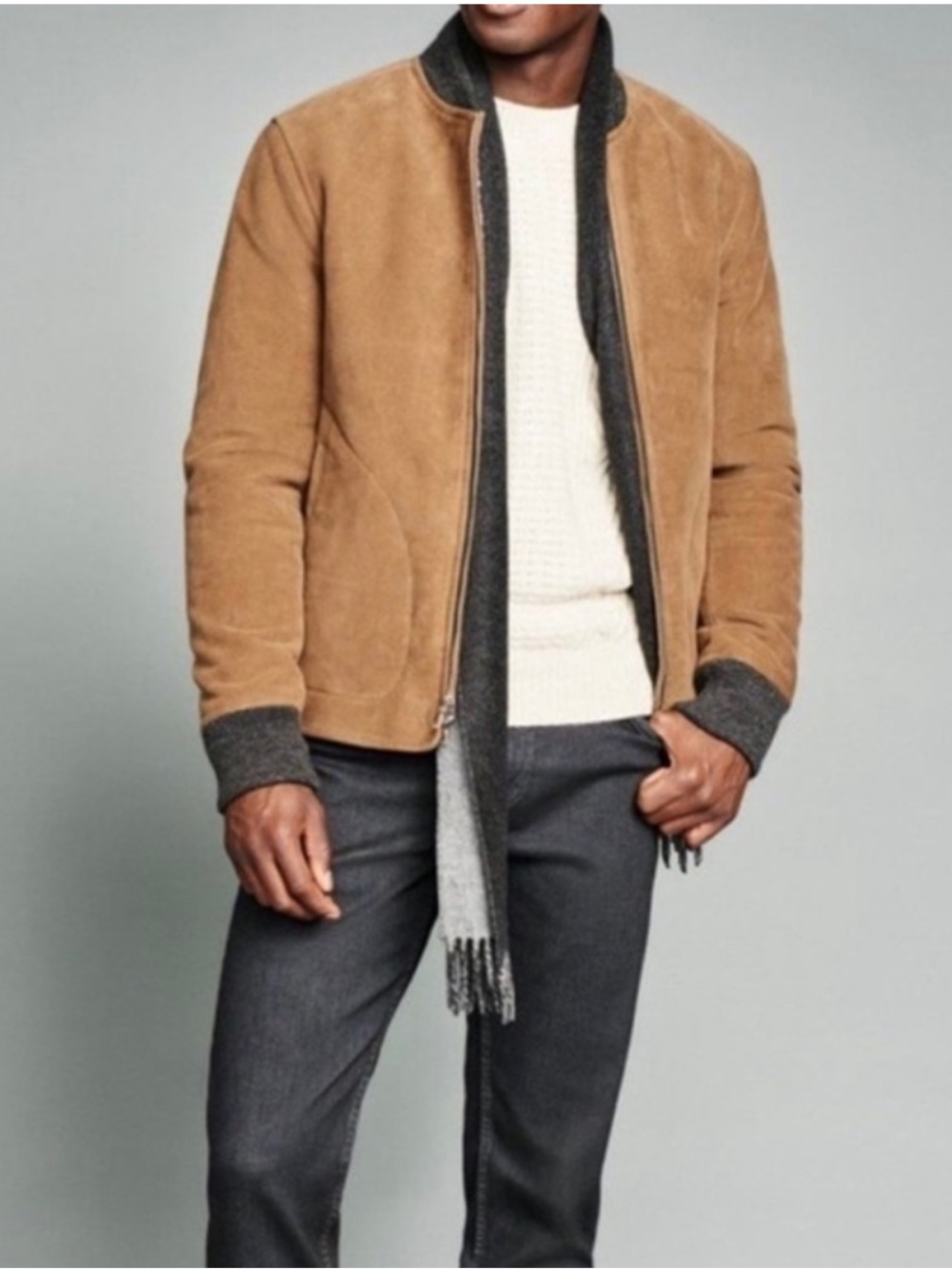 Banana Republic Men's Moleskin Brown Bomber Jacket
